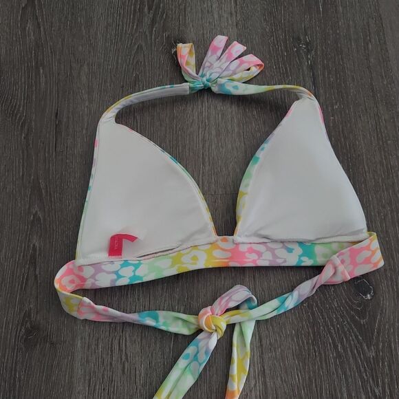Victoria's Secret Multi Color Leopard Animal Print Halter Triangle Bikini Top S - Picture 3 of 6